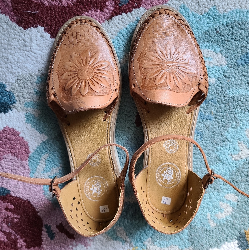 New Mexican Huarache Sandals, Tan Leather Sandals